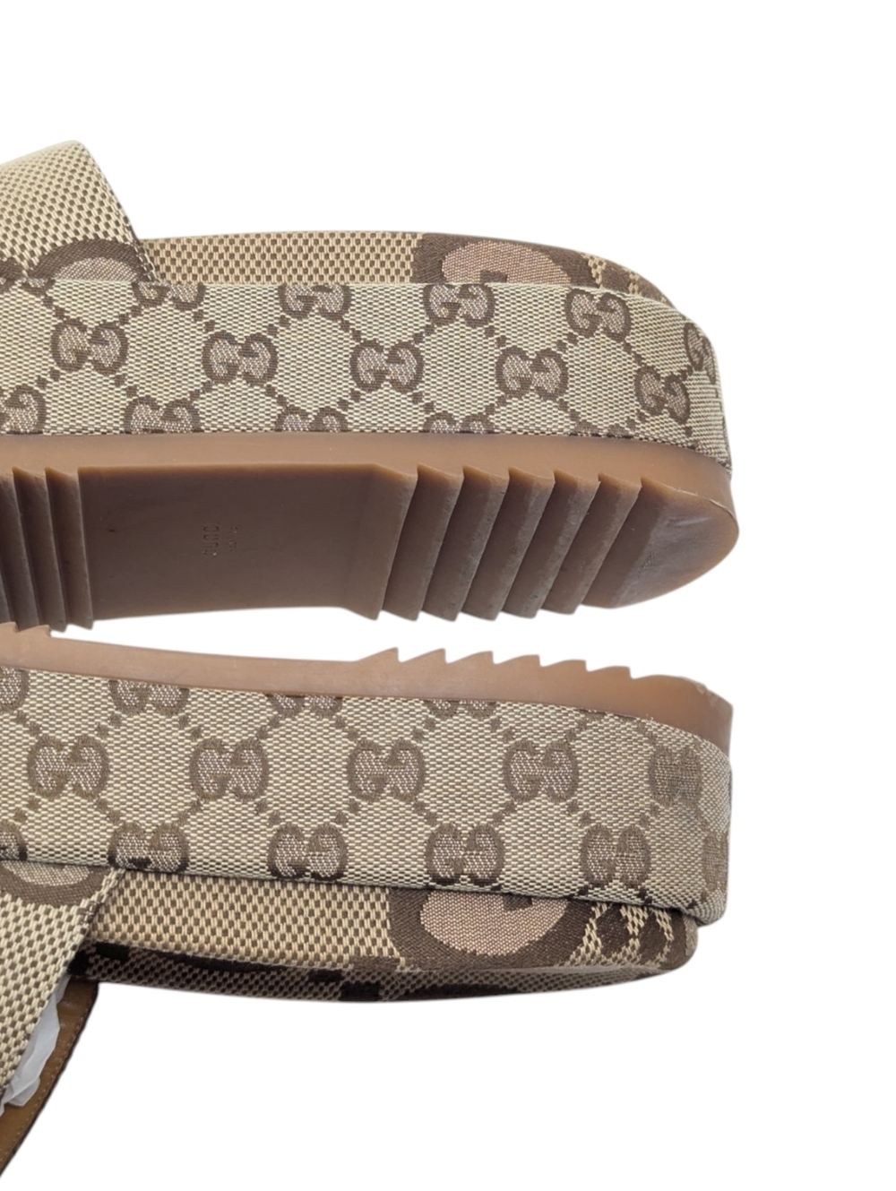 Gucci Angelina Monogram GG Slide Brown Beige Sandals Size EU 40 - Picture 7 of 14